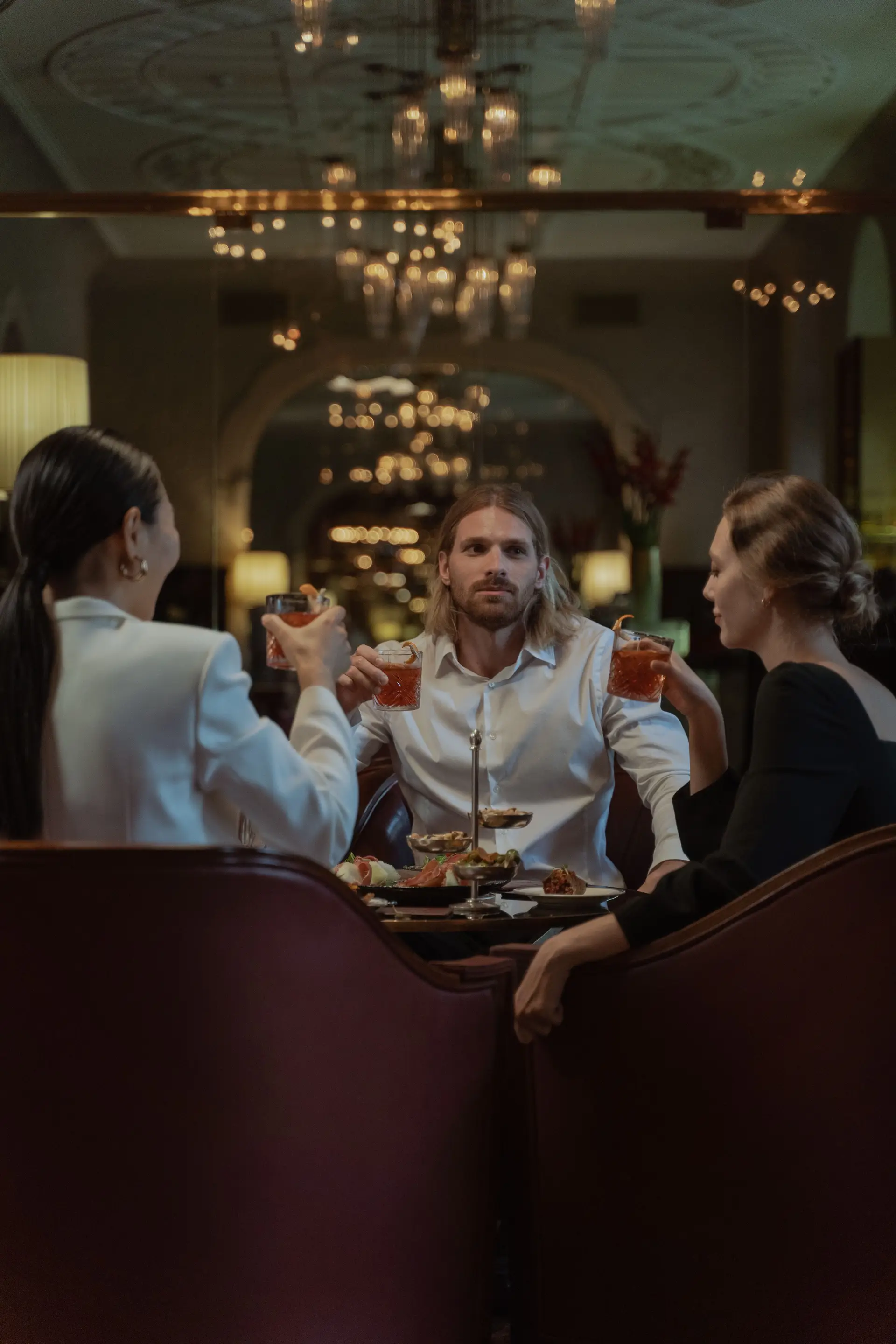 Guests toasting at restaurant